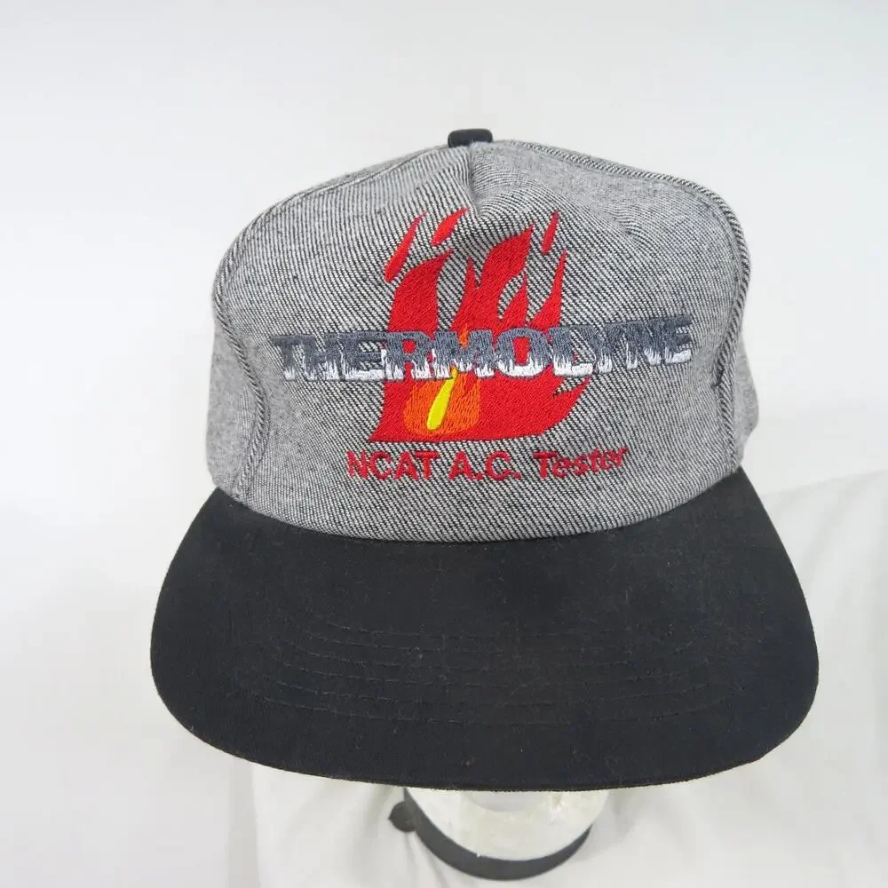 K-Products Thermolyne Flames Fire Gray Black Denim Hat Snapback